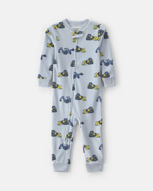Baby Boy 1-Piece Construction 2-Way Zip DreamPlush Snug Fit Pajama - Blue