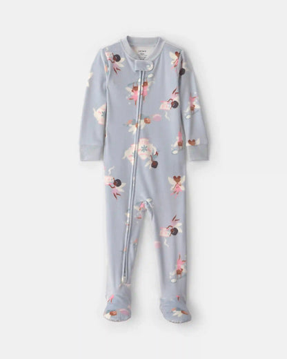Baby Girl 1-Piece Fairies 2-Way Zip DreamPlush Snug Fit Footed Pajama - Blue