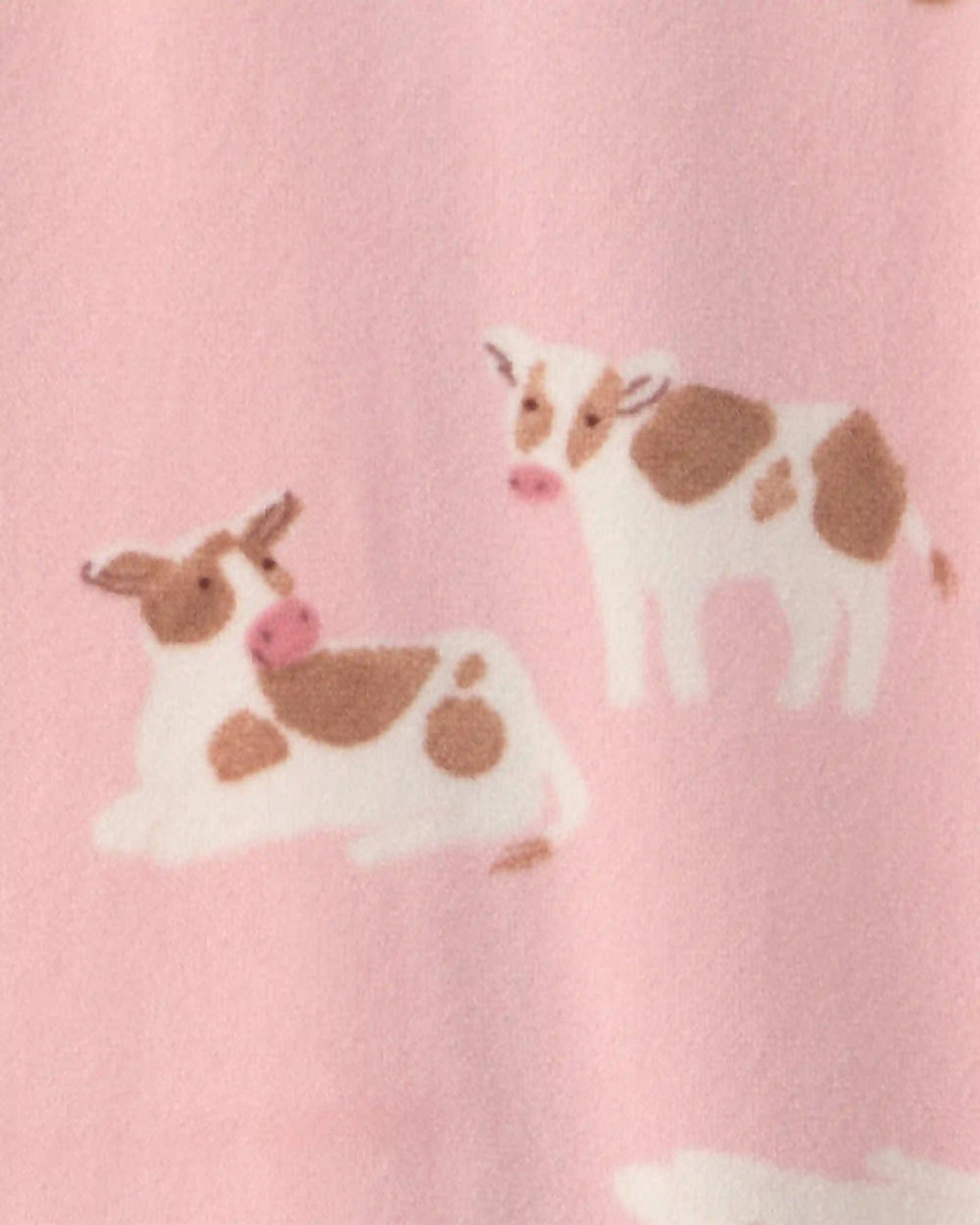 Baby Girl 1-Piece Cow 2-Way Zip DreamPlush Snug Fit Footed Pajama - Pink