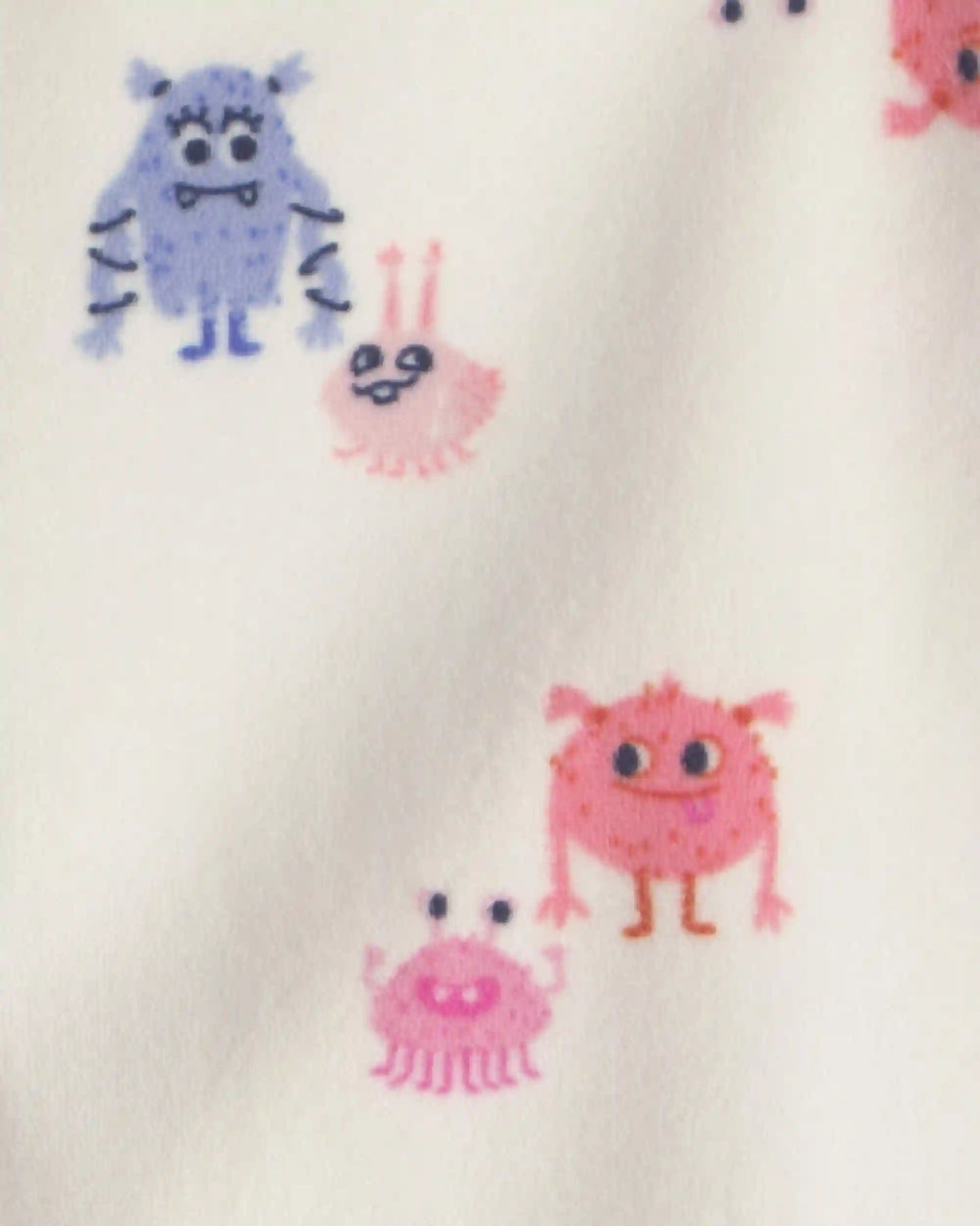 Baby Girl 1-Piece Monster 2-Way Zip DreamPlush Snug Fit Pajama - Cream