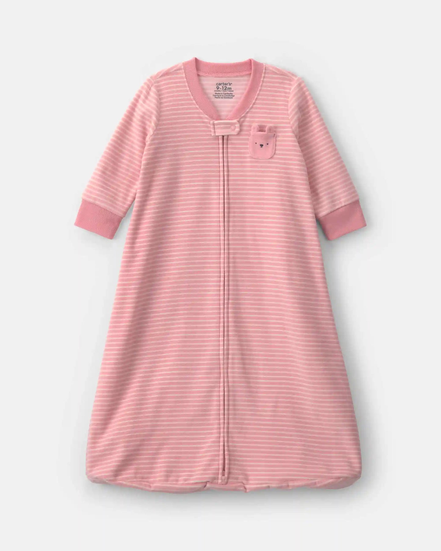 Baby Girl Striped Fleece Sleep Bag - Pink