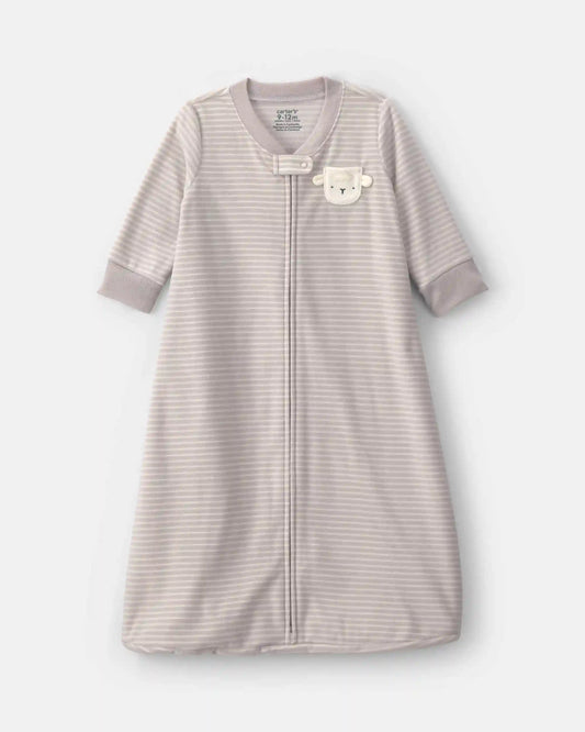 Baby Sheep Striped Fleece Sleep Bag - Grey