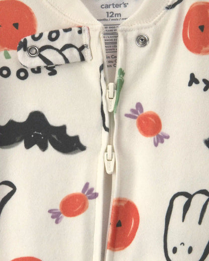 Baby Halloween Print 1-Piece Footed Pajama - Cream
