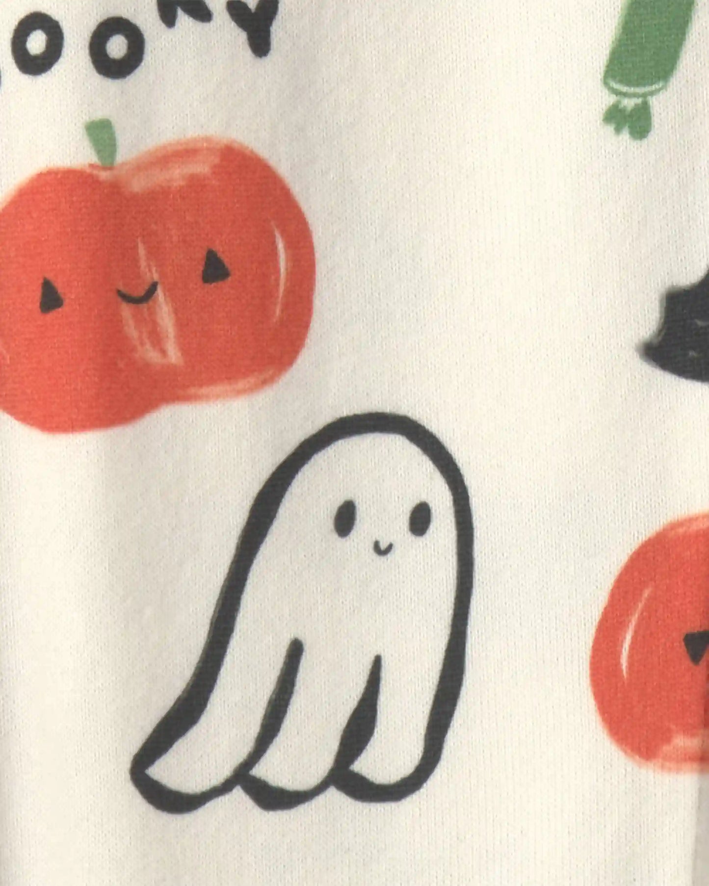 Baby Halloween Print 1-Piece Footed Pajama - Cream