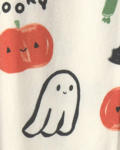 Baby Halloween Print 1-Piece Footed Pajama - Cream