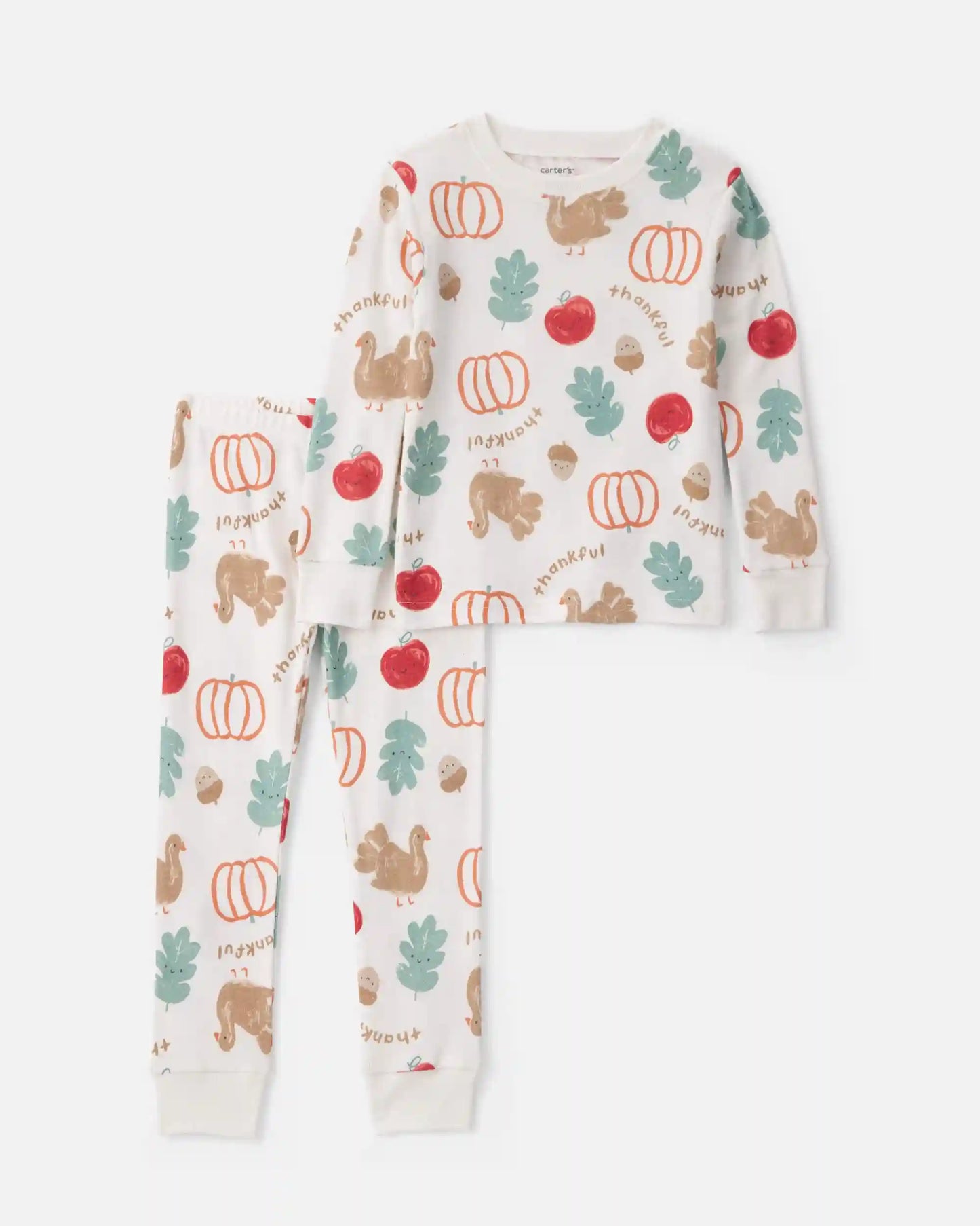 Baby 2-Piece Thanksgiving 100% Cotton Snug Fit Pajama Set - Cream