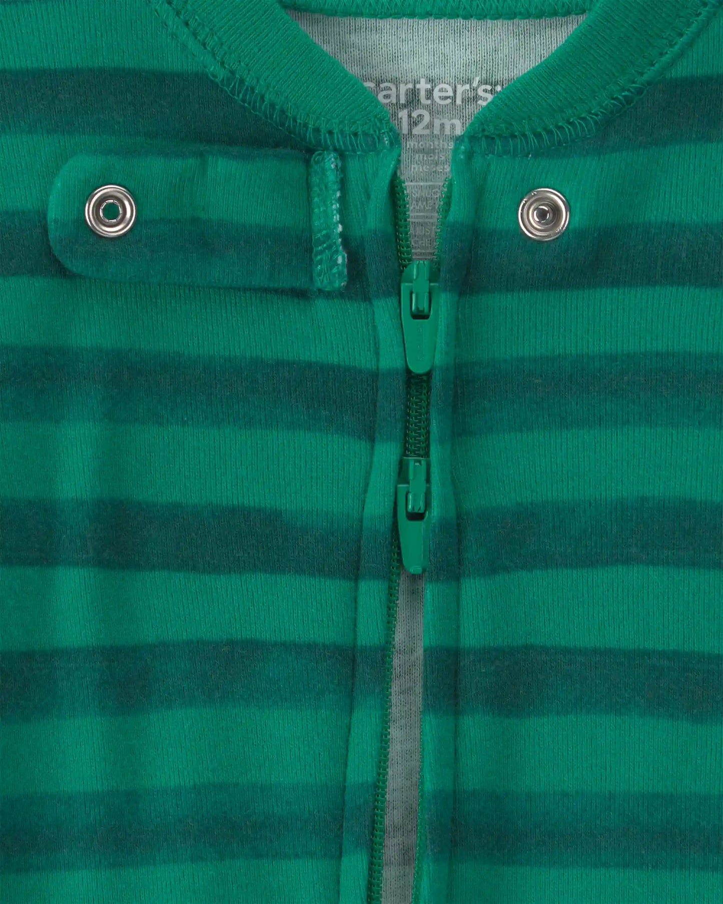 Baby 1-Piece Christmas Snowman 2-Way Zip 100% Cotton Snug Fit Footed Pajama - Green