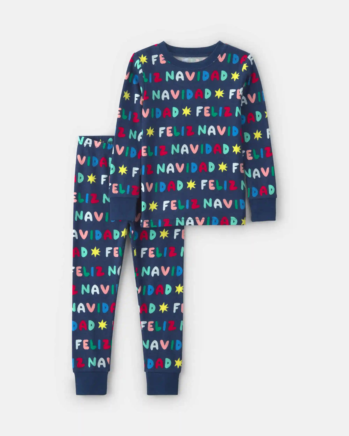 Baby 2-Piece 'Feliz Navidad' Christmas 100% Cotton Snug Fit Pajama Set - Navy Blue