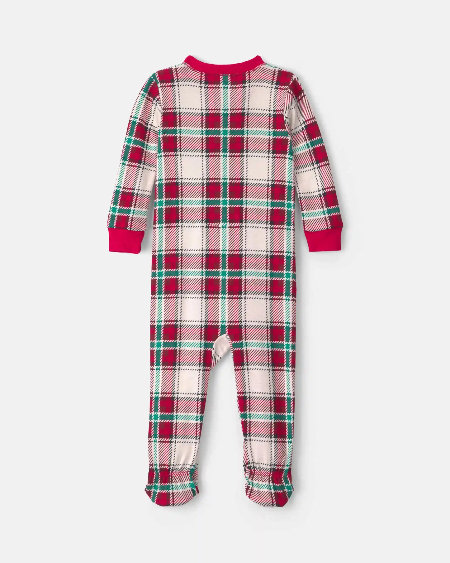 Baby 1-Piece Christmas Plaid 2-Way Zip 100% Cotton Snug Fit Footed Pajama - Red/Green