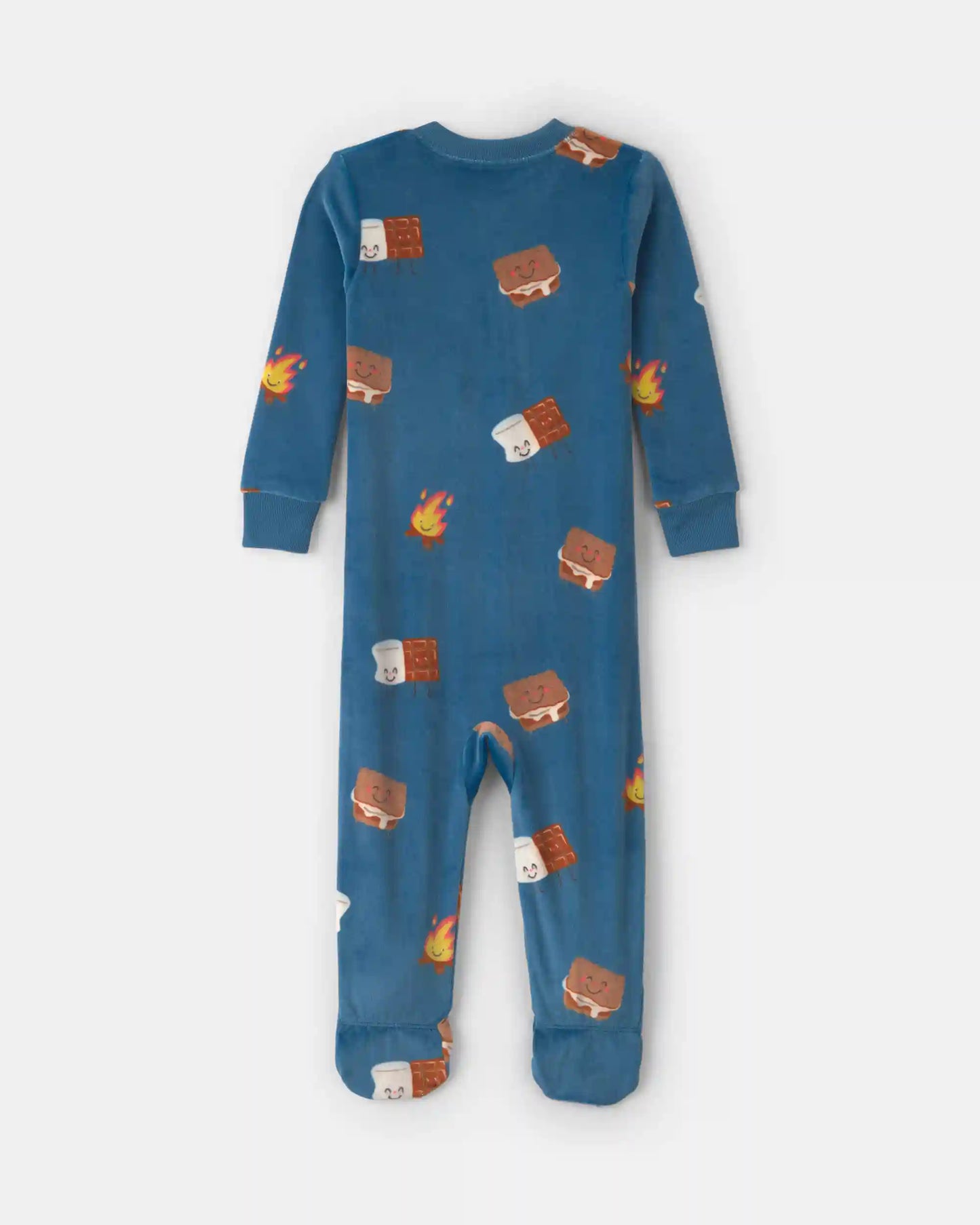 Baby Boy 1-Piece Smores 2-Way Zip DreamPlush Snug Fit Footed Pajama - Blue