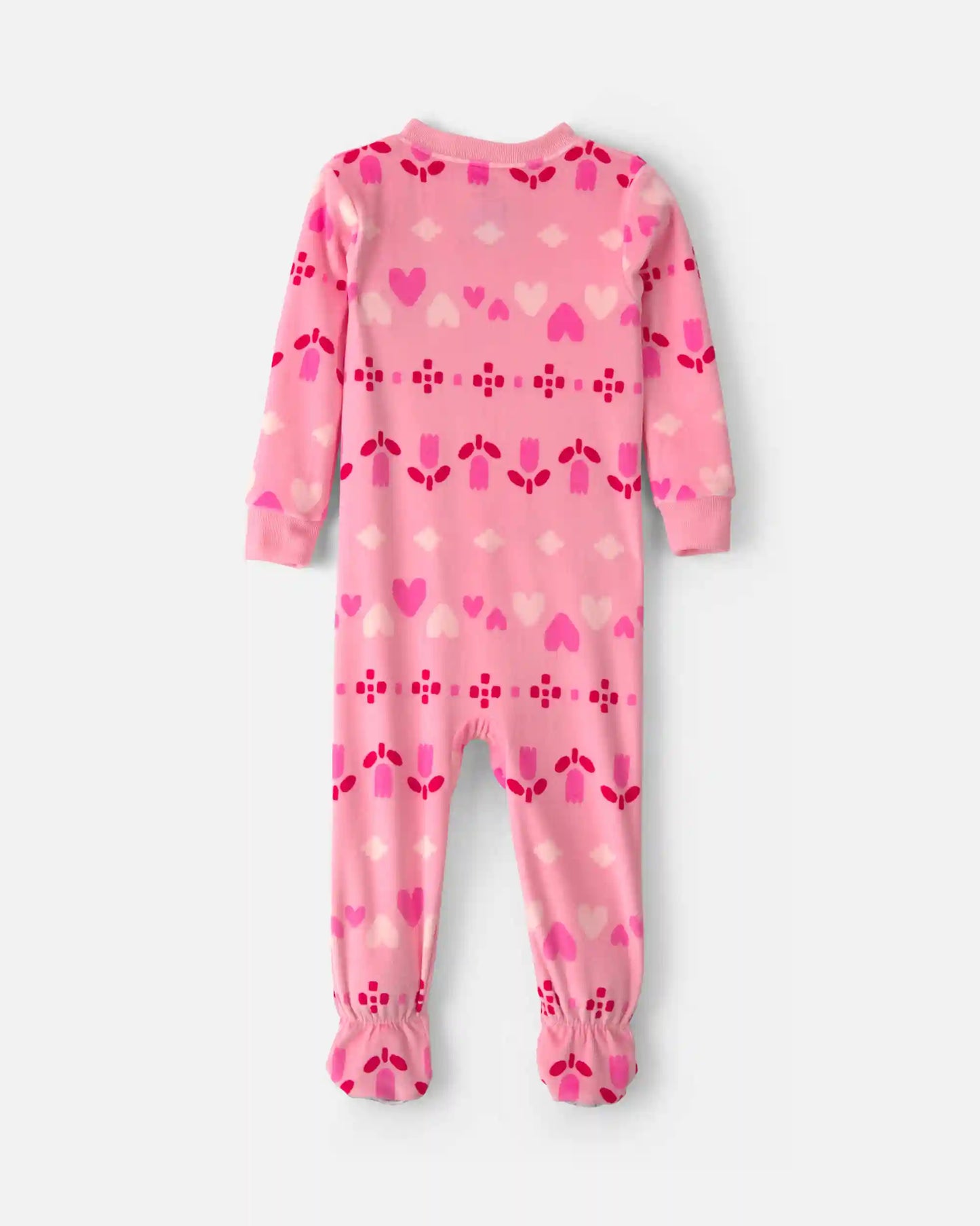 Baby Girl 1-Piece Fair Isle 2-Way Zip DreamPlush Snug Fit Footed Pajama - Pink