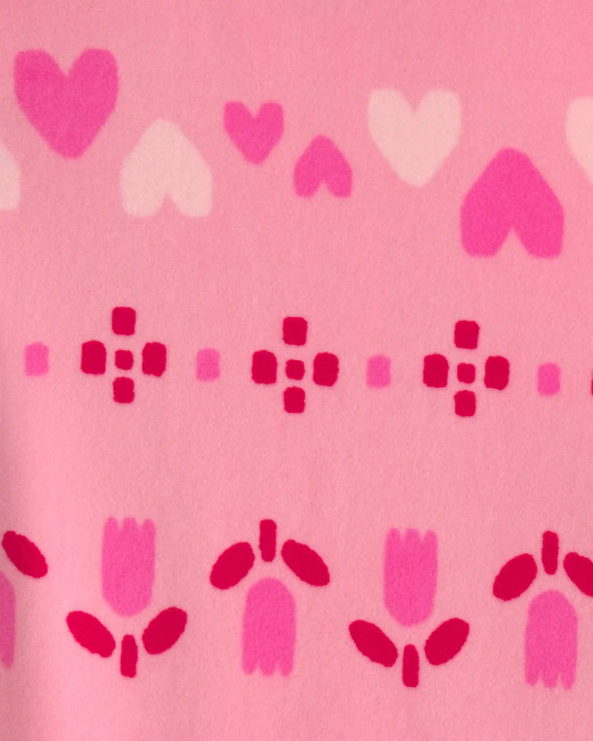 Baby Girl 1-Piece Fair Isle 2-Way Zip DreamPlush Snug Fit Footed Pajama - Pink