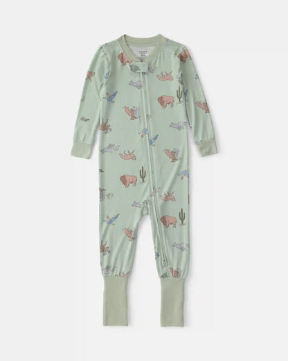 Baby Boy 1-Piece Animals PurelySoft™ Snug Fit Pajama - Green