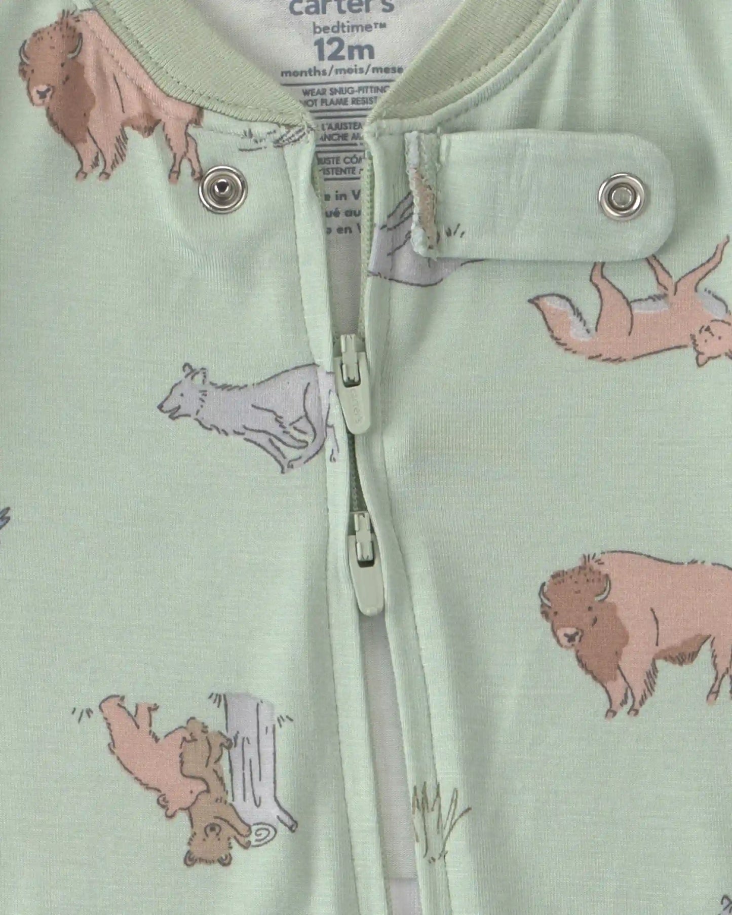 Baby Boy 1-Piece Animals PurelySoft™ Snug Fit Pajama - Green