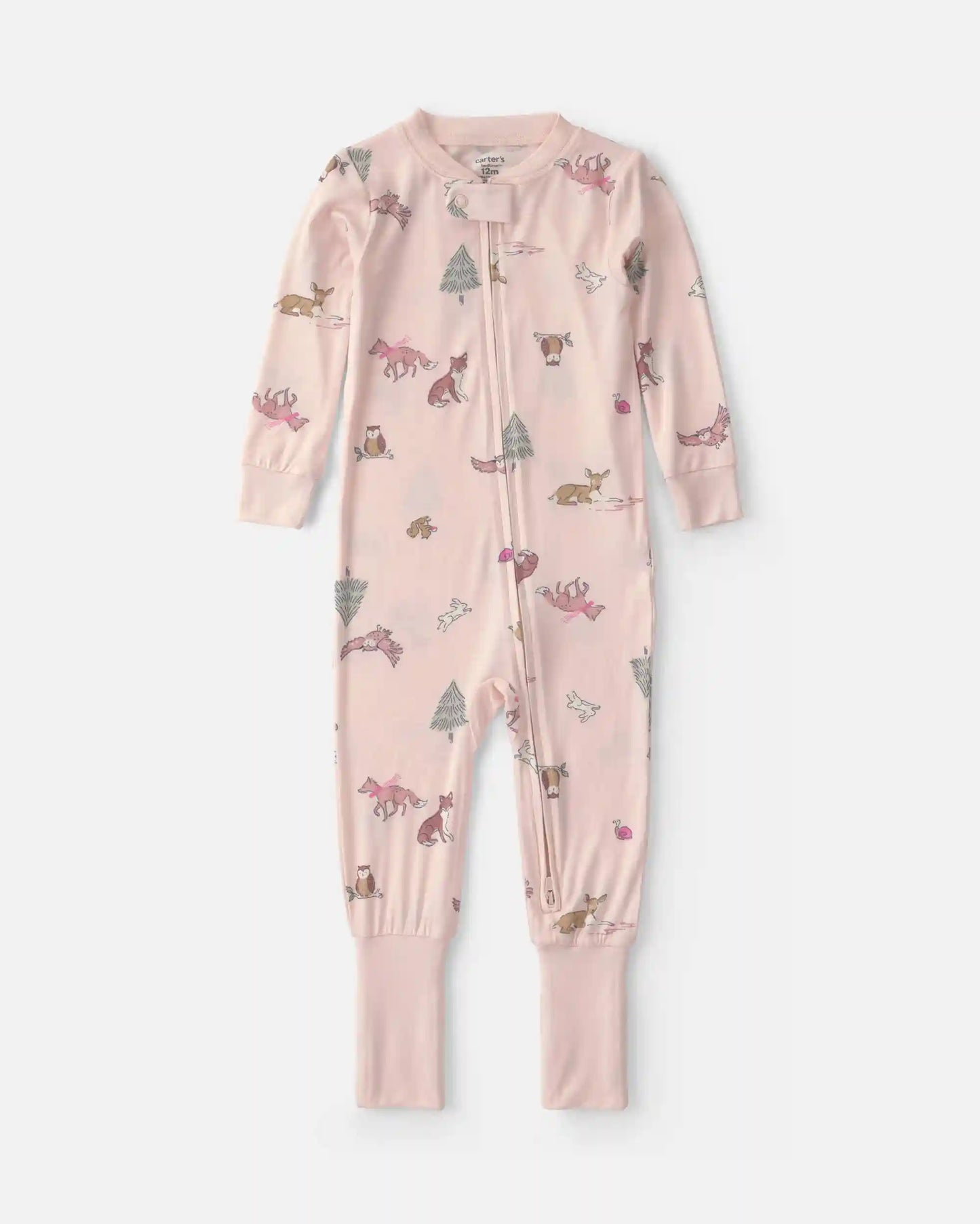 Baby Girl 1-Piece Woodland PurelySoft™ Snug Fit Pajama - Pink