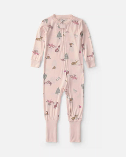 Baby Girl 1-Piece Woodland PurelySoft™ Snug Fit Pajama - Pink
