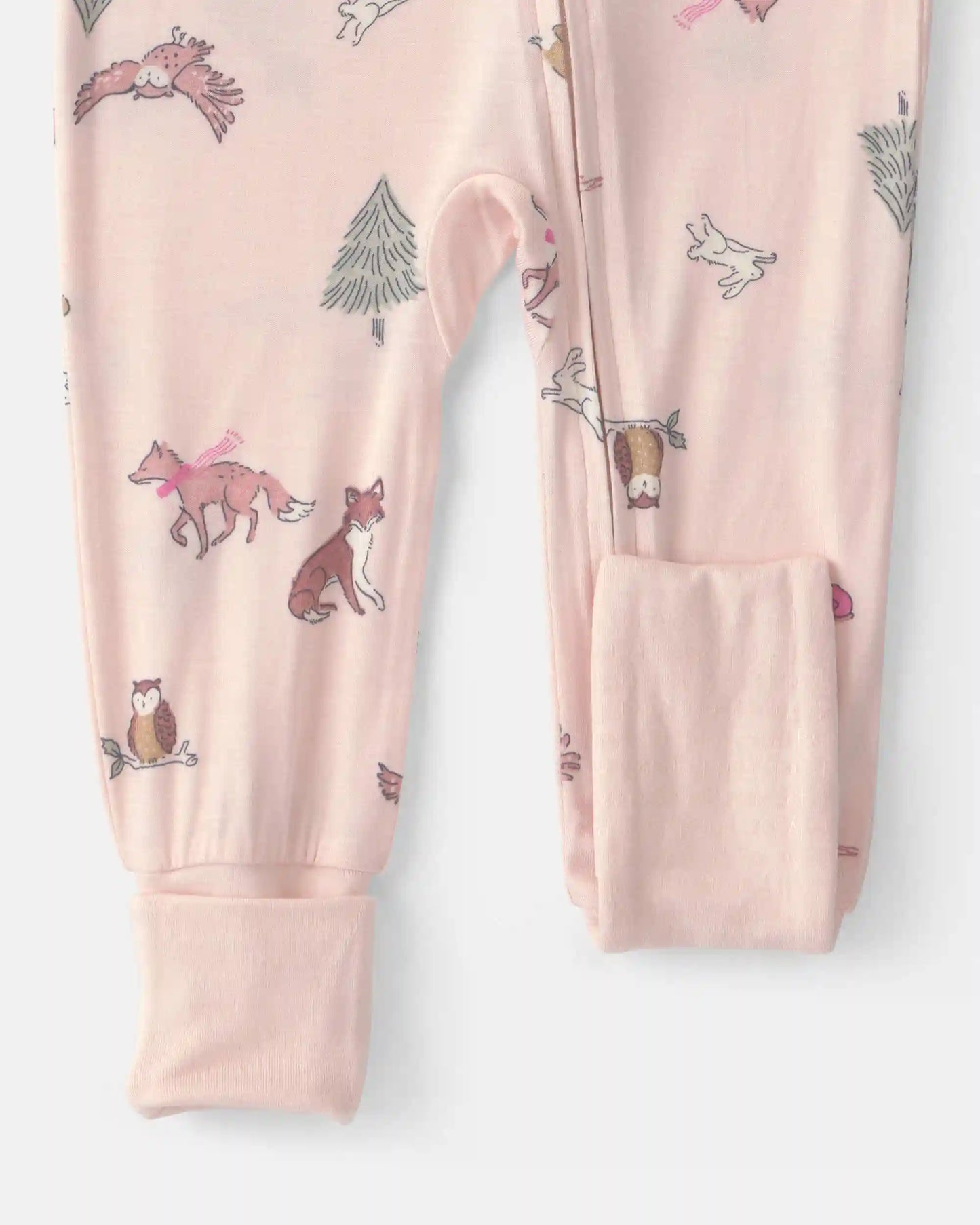 Baby Girl 1-Piece Woodland PurelySoft™ Snug Fit Pajama - Pink