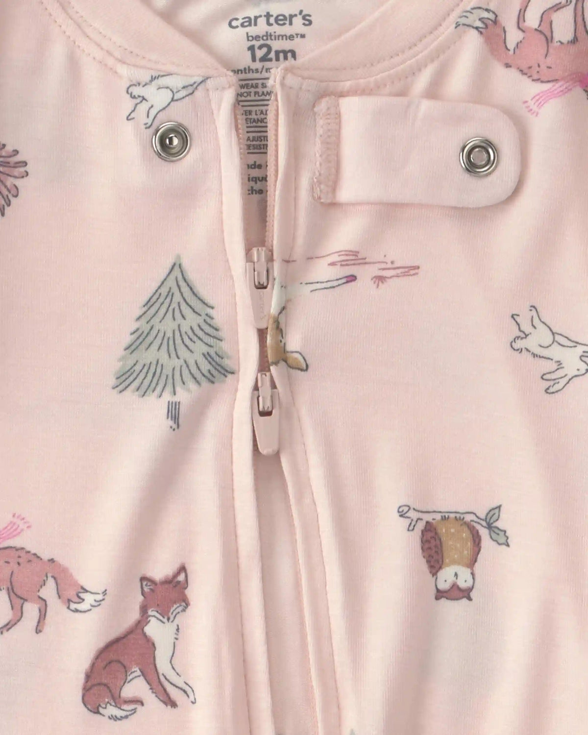 Baby Girl 1-Piece Woodland PurelySoft™ Snug Fit Pajama - Pink