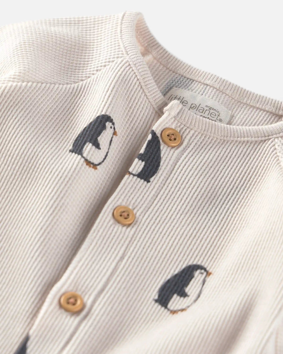 Baby Organic Cotton Waffle Knit Jumpsuit in Penguins