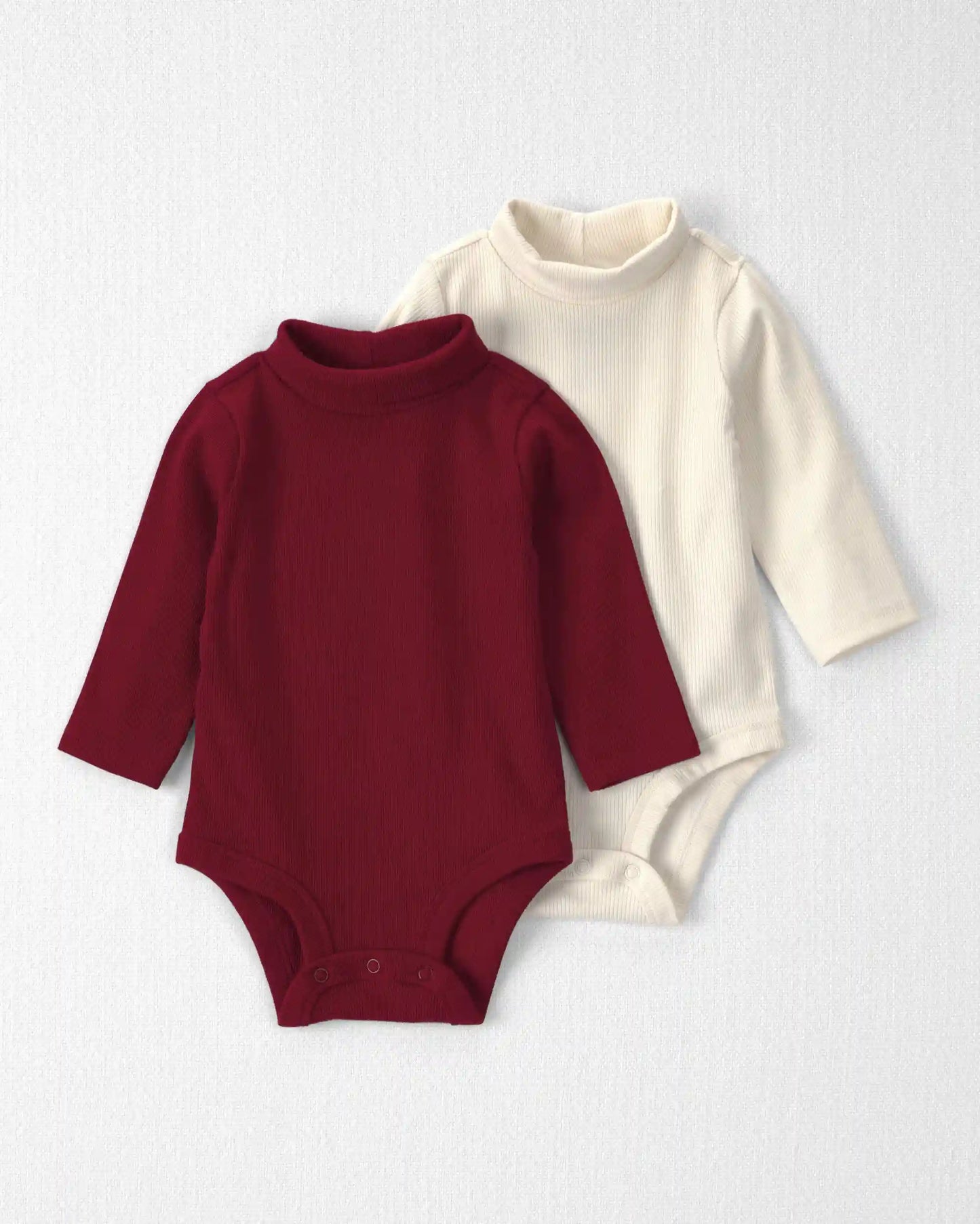 Baby Girl 2-Pack Organic Cotton Ribbed Mock Neck Bodysuits