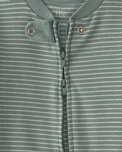 Baby Organic Cotton Ribbed Sleep & Play Pajamas in Stripes