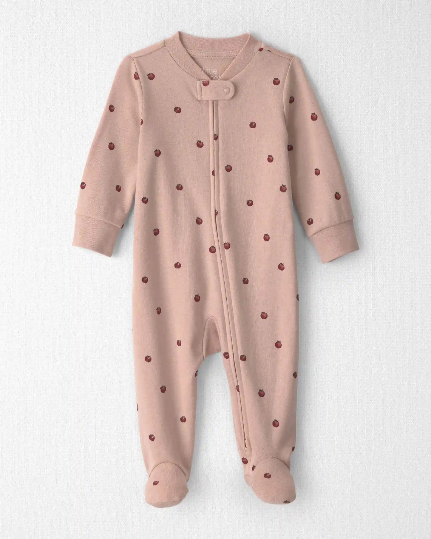 Baby Girl Organic Cotton Sleep & Play Pajamas in Apples