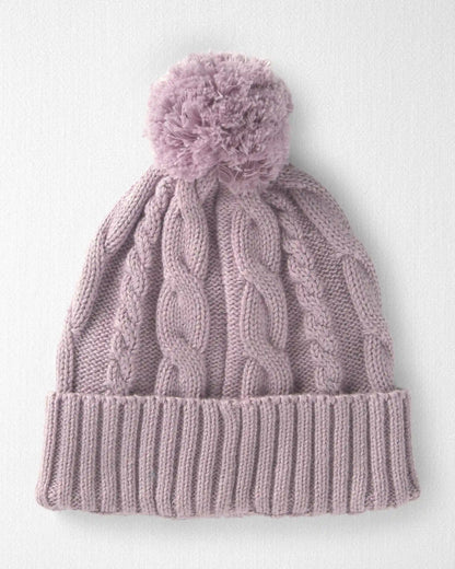 Baby Girl Organic Cotton Cable Knit Winter Hat