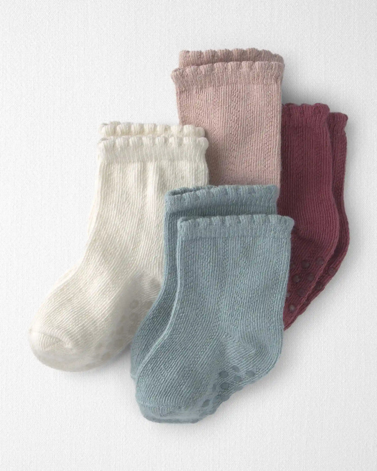 Baby Girl 4-Pack No-Slip Ankle Socks Made with Organic Cotton