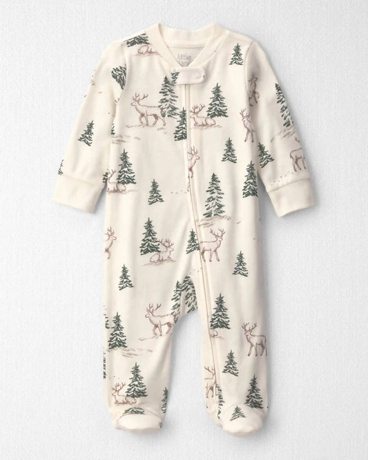 Baby Organic Cotton Sleep & Play Pajamas in Reindeer Forest