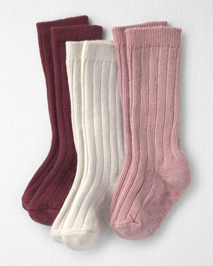 Baby Girl 3-Pack No-Slip Knee-High Socks Made with Organic Cotton