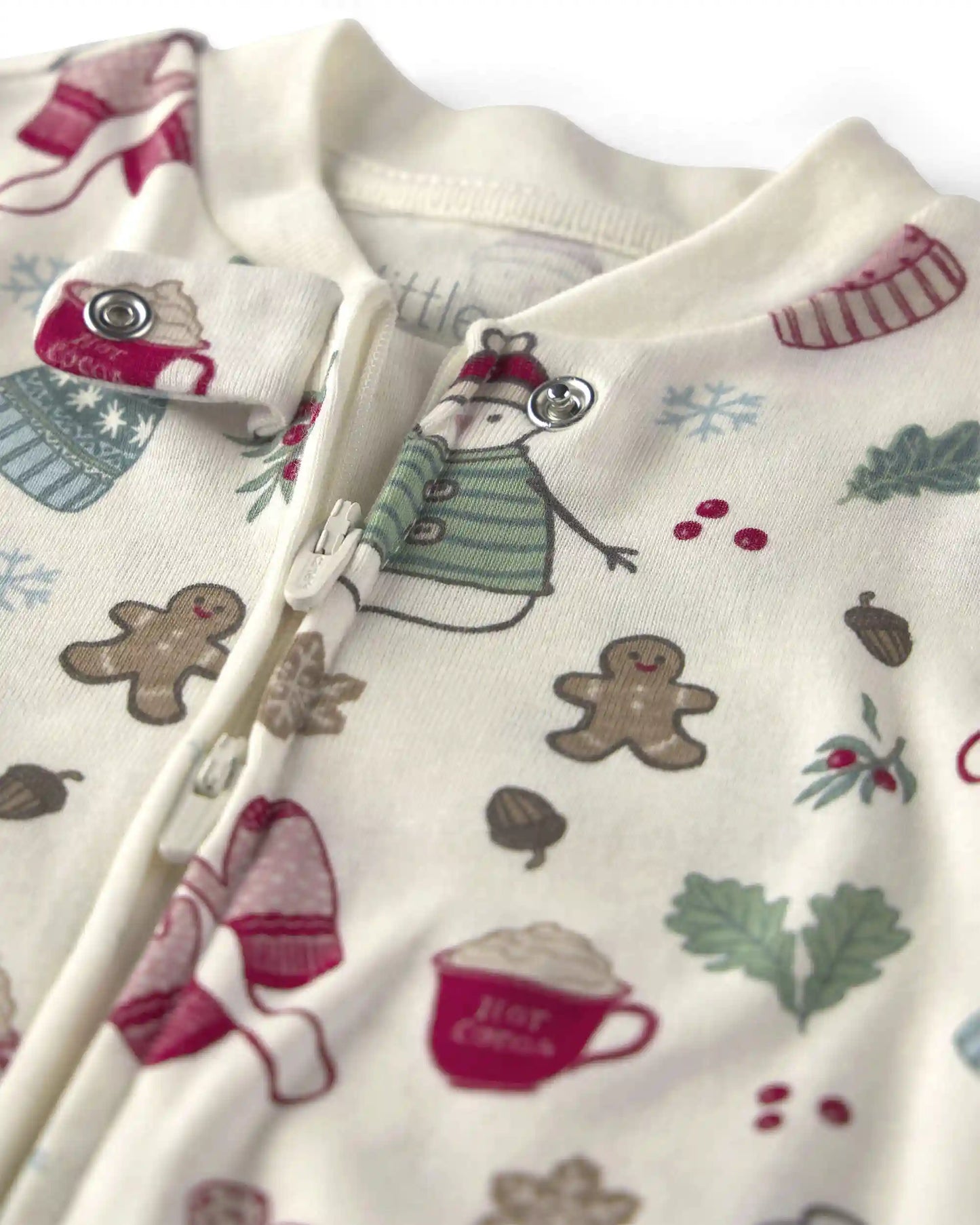 Baby Girl Organic Cotton Sleep & Play Pajamas in Winter Wonderland