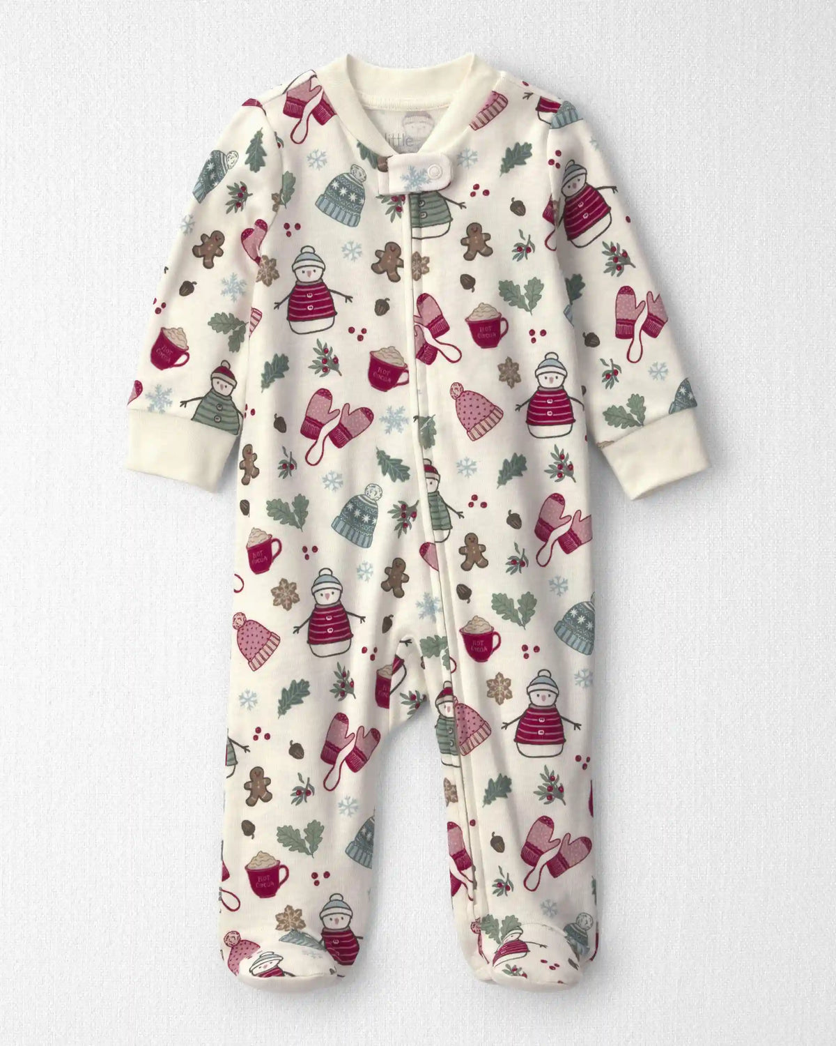 Baby Girl Organic Cotton Sleep & Play Pajamas in Winter Wonderland