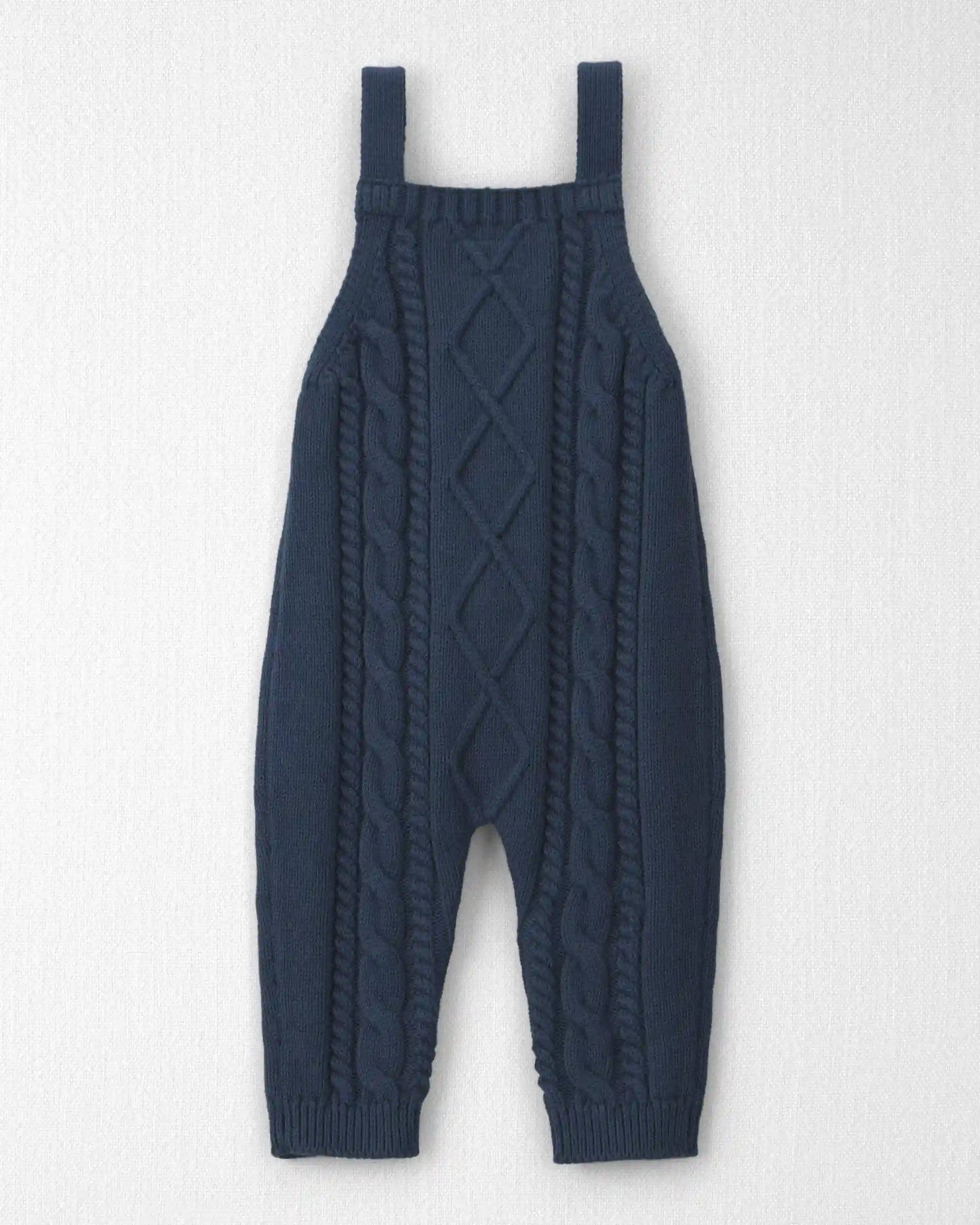 Baby Boy Organic Cotton Cable Knit Overalls