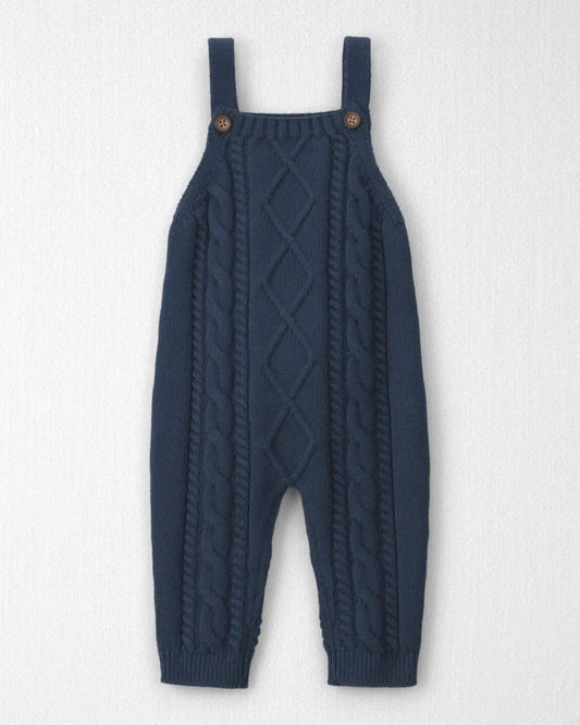 Baby Boy Organic Cotton Cable Knit Overalls