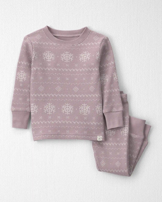 Baby Girl 2-Piece Fair Isle Waffle Knit Pajamas Made with Organic Cotton