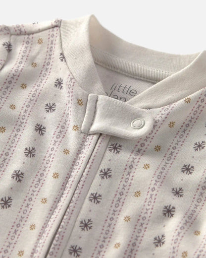 Baby Girl Organic Cotton Sleep & Play Pajamas in Snowflakes