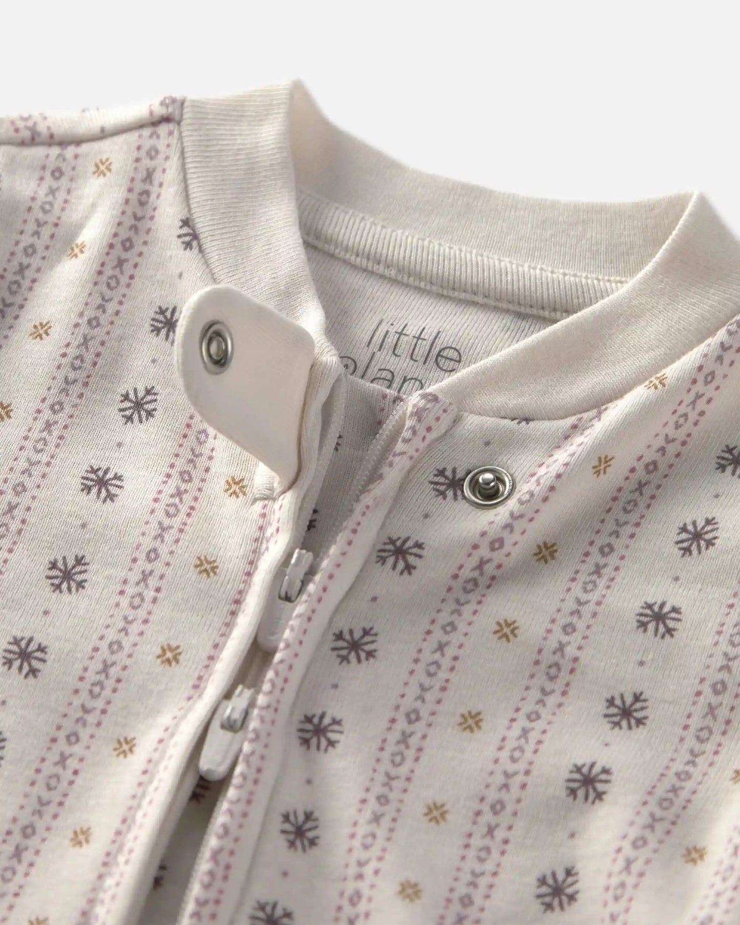Baby Girl Organic Cotton Sleep & Play Pajamas in Snowflakes