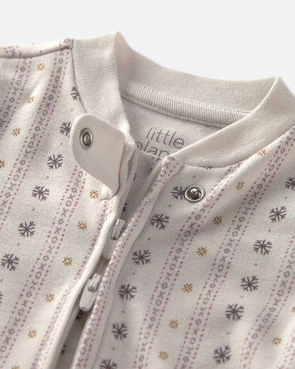 Baby Girl Organic Cotton Sleep & Play Pajamas in Snowflakes
