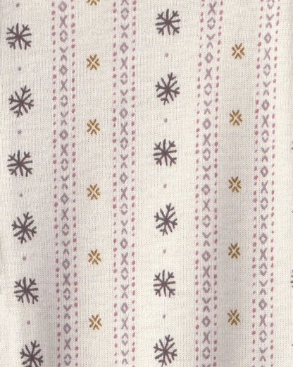 Baby Girl Organic Cotton Sleep & Play Pajamas in Snowflakes
