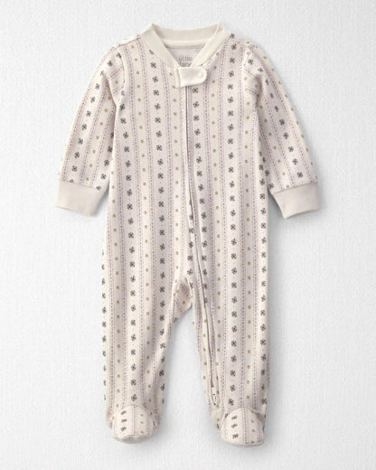 Baby Girl Organic Cotton Sleep & Play Pajamas in Snowflakes