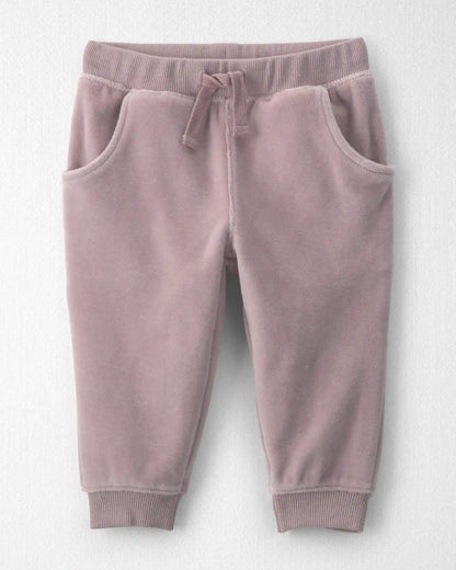 Baby Girl 2-Piece Organic Cotton Velour Top & Pant Set