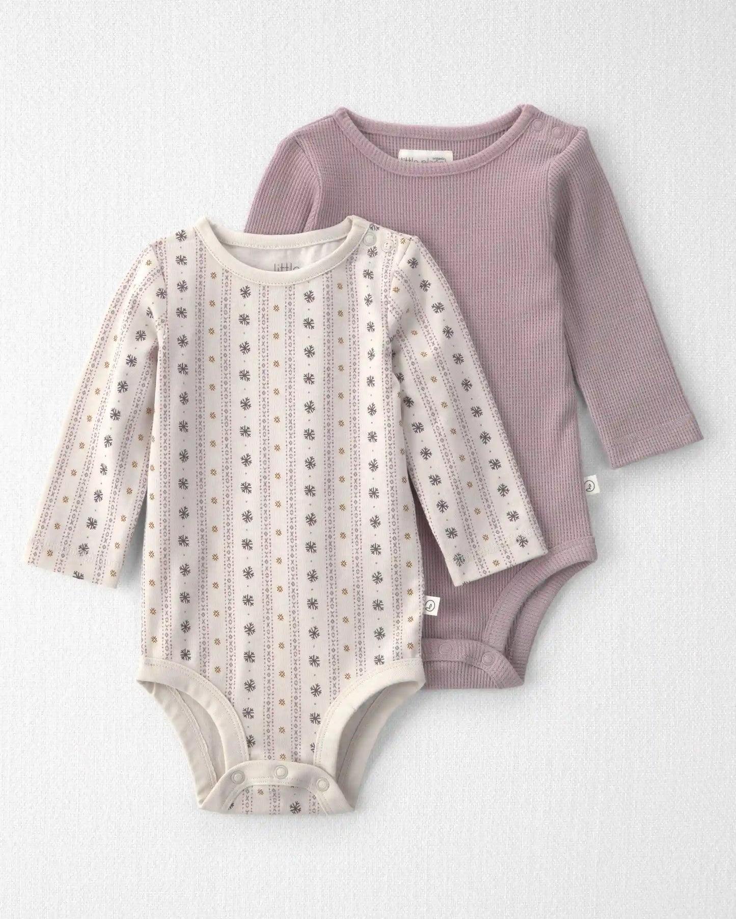 Baby Girl 2-Pack Organic Cotton Waffle Knit Bodysuits