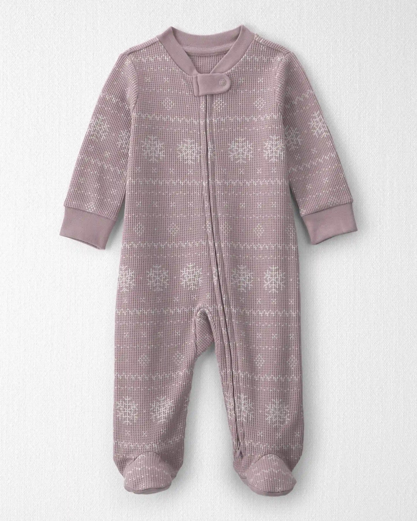 Baby Girl Fair Isle Waffle Knit Sleep & Play Pajamas Made with Organic Cotton