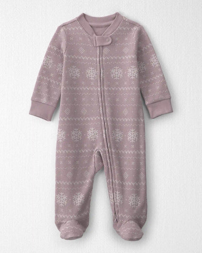 Baby Girl Fair Isle Waffle Knit Sleep & Play Pajamas Made with Organic Cotton