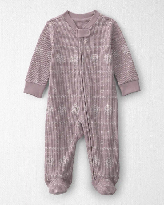 Baby Girl Fair Isle Waffle Knit Sleep & Play Pajamas Made with Organic Cotton