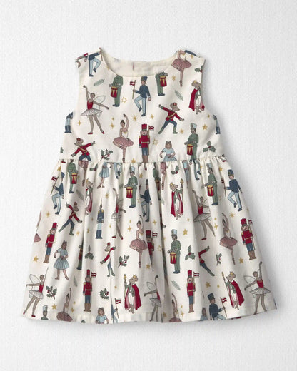 Baby Girl 2-Piece Organic Cotton Cardigan Dress Set in Nutcracker