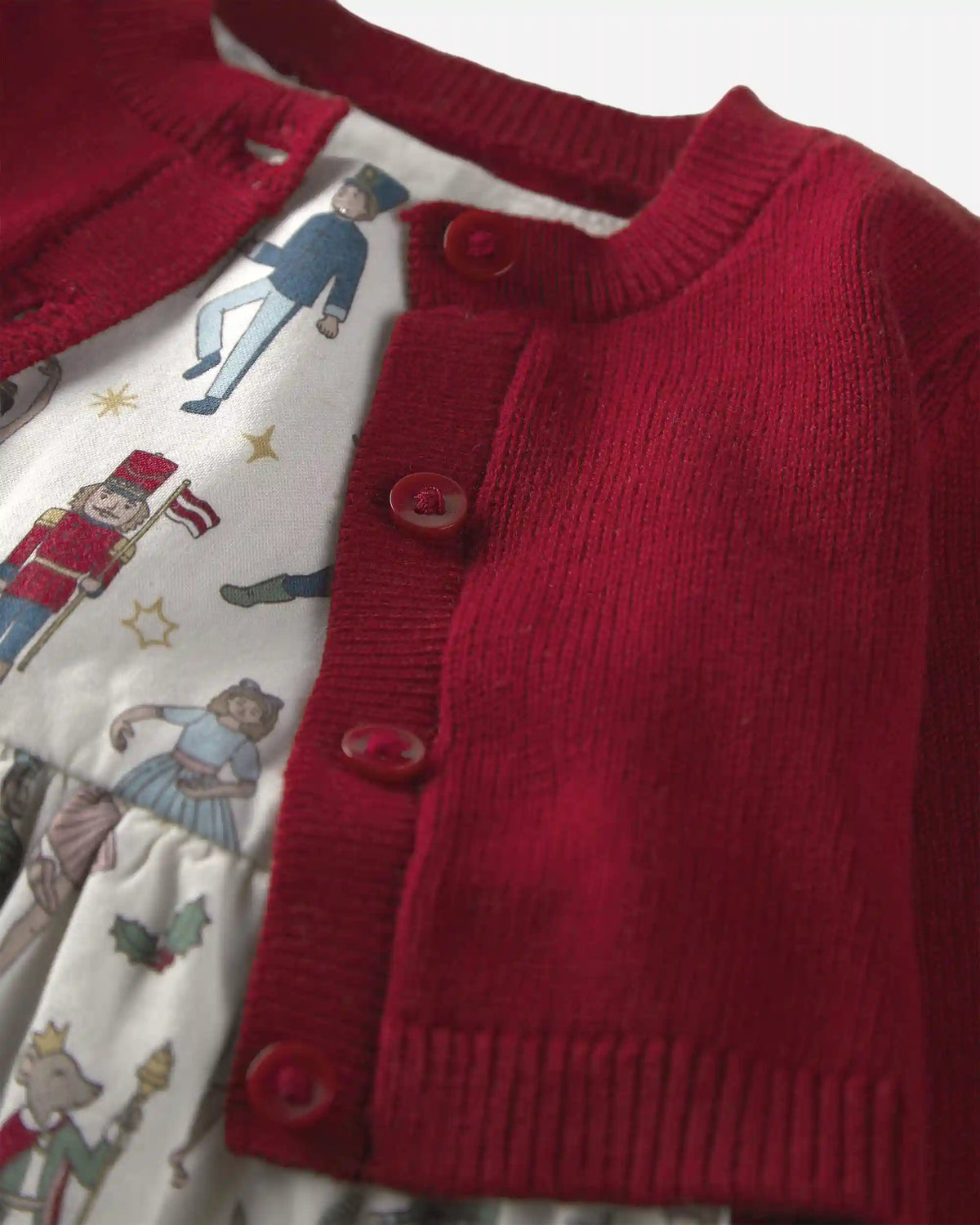 Baby Girl 2-Piece Organic Cotton Cardigan Dress Set in Nutcracker