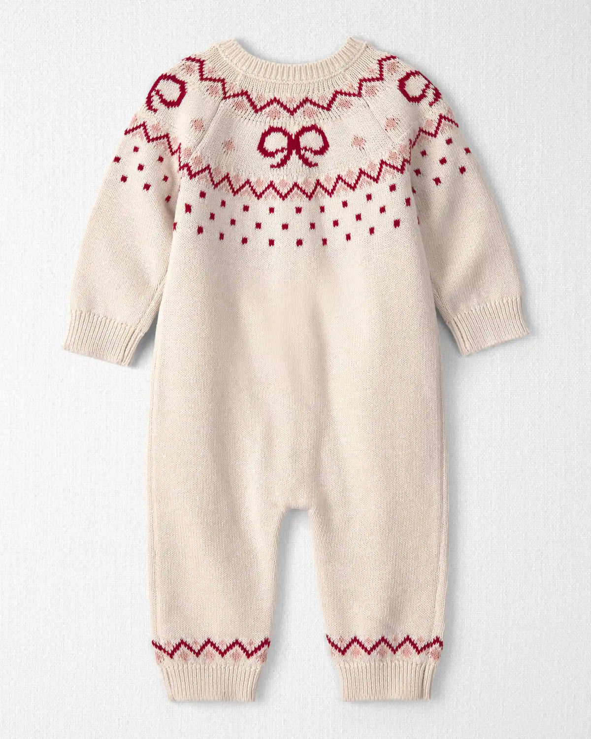 Baby Girl Organic Cotton Fair Isle Sweater Knit Jumpsuit