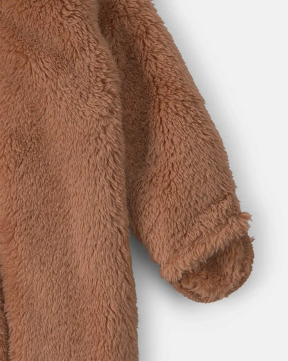 Baby Bear Teddy Fleece Long-Sleeve Jumpsuit - Brown