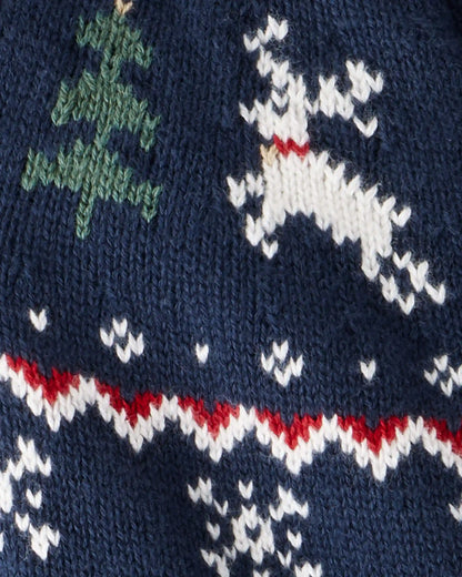 Baby Organic Cotton Fair Isle Sweater Knit Jumpsuit